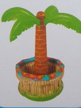 NIB inflatable palm tree in a planter drink and ice holder